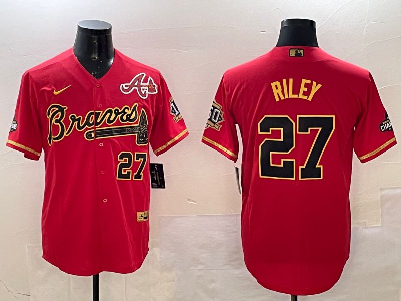 Men Atlanta Braves #27 Riley Red Gold Game Nike 2025 MLB Jersey style 2->tampa bay buccaneers->NFL Jersey